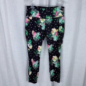 Crown & Ivy Legging Womens XL Multicolor Tropical Flamingo Stretch Yoga Gym NWOT